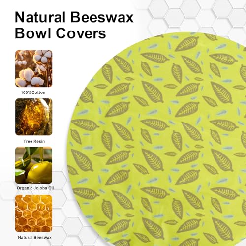 2Pcs 10inch Reusable Beeswax Elastic Bowl Covers for Bread Proofing - style: leaves