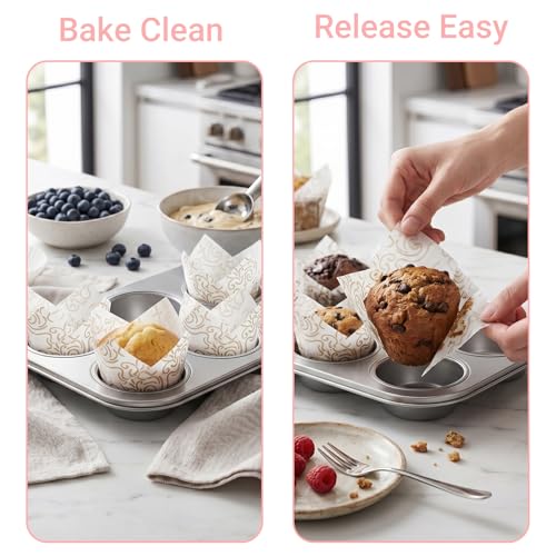 200 Pcs White Tulip Cupcake Liners for Baking, White Wavy Line - color: White Wavy Line