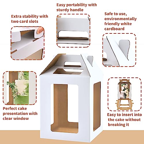 XININSUN Tall cake boxes for tier cakes 12x12x14 Inch with 6 Windows 3Pack - color: white-12inch-3Pack