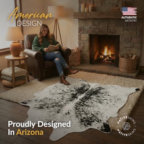 Faux Cowhide Rug 4'3"x5'7" - Gray Cow Print Rug, Washable, Non-Shedding - color: Grey, size: 4'4" x 5'8" (Medium)