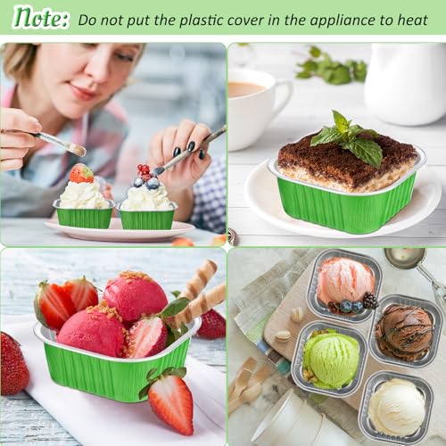 Aoriher 300 Pieces 10 oz Mini Cake Pans with Lids,Green - color: Green