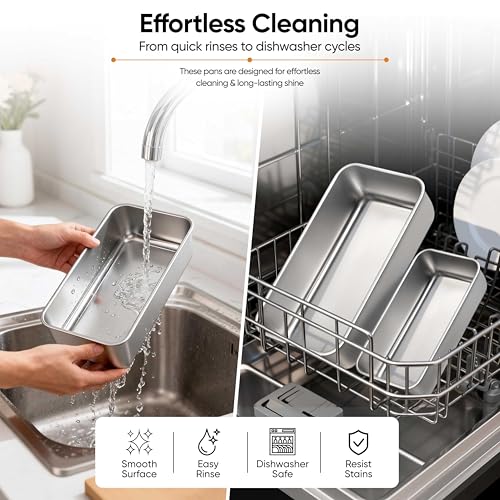 LIANYU Bread Pan Set, 9x5Inch Loaf Pans & 6.3x3.5Inch Mini Bread Baking Pan - color: Silver, size: Medium & Small