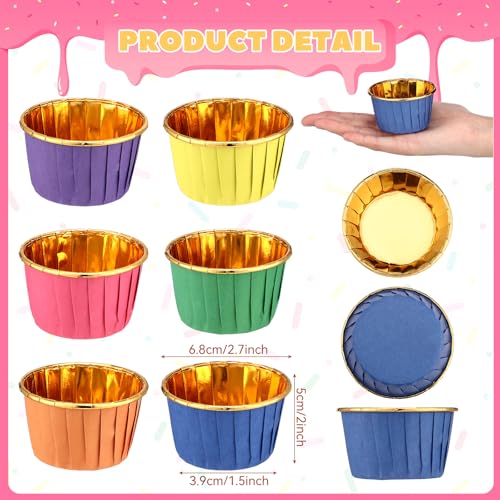 Geiserailie 100 Pcs Rainbow Foil Cupcake Liners, Baking Cups - color: Rainbow, style: Classic