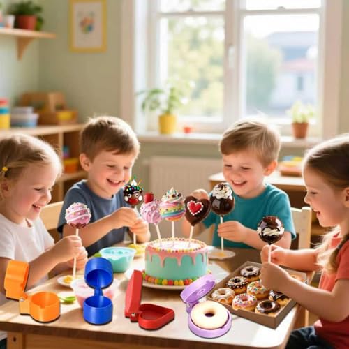 2 PCS Cake Pop Mold Press Set for Sphere, Cake Pop Maker with Cutter and Pusher Tool for Home Baking, Birthday Parties, Wedding Dessert，Cake（Orange）