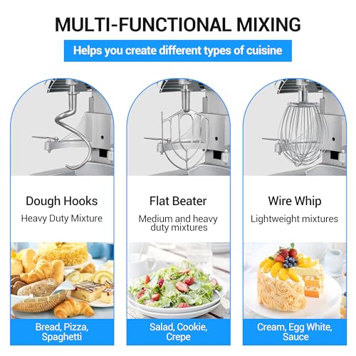 LEEVOT Commercial Mixer 30QT, Heavy Duty Stand Food Mixer, 3-Speed Adjustable Electric Dough Mixer with Stainless Steel Bowl for Dough Kneading Home Bakery Pizzeria Restaurant 120V 60HZ - size: 30QT+Timer