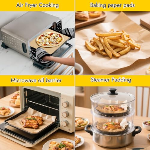 YQL 12-Inch 200PCS Disposable Air Fryer Paper Liners for Ninja Air Fryer SP151/SP101/SP201/SP301, Unbleached Parchment Paper for Flip Foodi Toaster Oven, Ninja Flip Up Airfryer Accessories (Pack of 2) - size: 200PCS (Pack of 2)