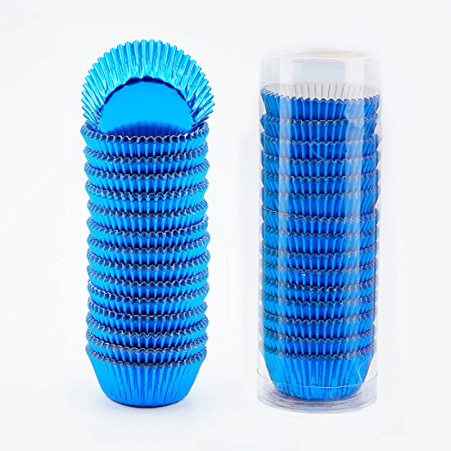 Gifbera Metallic Blue Foil Mini Cupcake Liners Muffin Cups, 300-Count - color: Blue