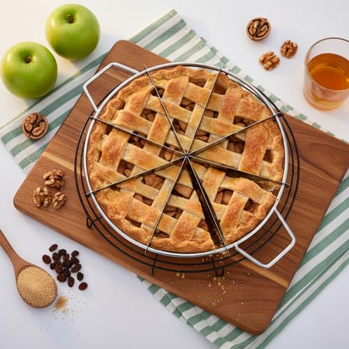 2 Pieces Stainless Steel Pie Cutter And Cake Slicer Set, 8-Cut And 6-Cut Round Divider With Side Handles For Even Slices, Rust Proof For Commercial Home Baking