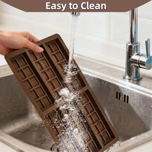 Chocolate Molds Silicone, Non-Stick Chocolate Bar Mold, 3PCS Food Grade Silicone Mold, Suitable for Making Holiday Candies, Snacks, and Chocolate Molds - size: 3PCS modls