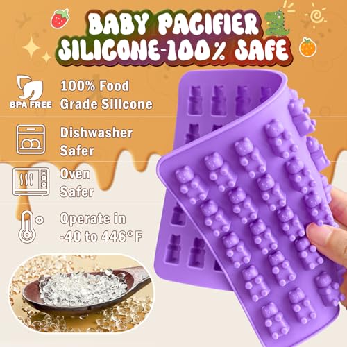 Gummy Bear Molds Silicone Mini Size, Non-stick Chocolate Candy Gummy Mould for Kid with 2 Droppers Including Dinosaur, Bear, Hearts and Donut Shape 201 Cavities - style: Gummy Shapes 4PCS