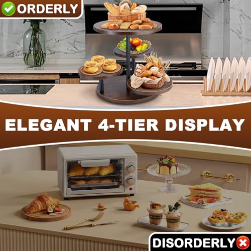 ZMCYNG Cupcake Stand, 4 Tier Round Wood Cupcake Tower Stand for 50 Cupcakes
