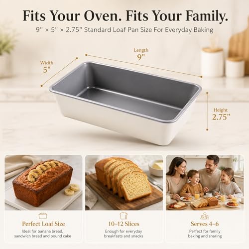 2 Pack 9x5 Inch Loaf Pan, Heavy Duty Nonstick Bread Pans for Baking