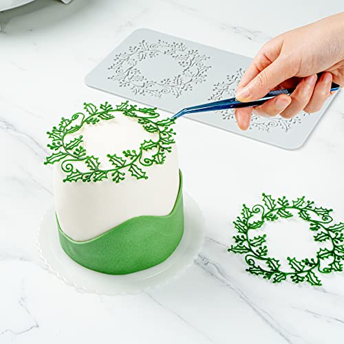 Restaurantware Pastry Tek Fondant Impression Mat 1 Reusable Fondant Embosser - Autumn Leaf Halo Pliable Gray Silicone Cake Impression Mat Dishwashable For Cake Decoration - style: Autumn Leaf Halo