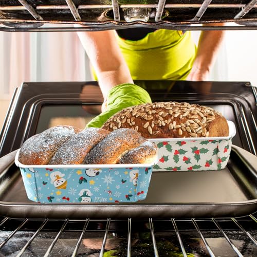 Maxcheck 40 Sets Christmas Loaf Pan with Lid Paper Disposable Baking Pans