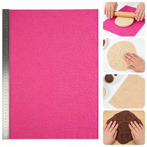 Large Silicone Imprint Mat Crocodile Alligator Pattern Cake Embosser Lace Impression Press Mold Border Rind Fondant Decorating Mold DIY Baking Tools Embossing Pad Sugarcraft Clay Mould