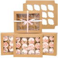 Bakepacker Auto-pop up 12 Cupcake Boxes, Brown, 13"x10"x3.5", 12-Pack - color: Brown, size: 13*10*3.5inch/12packs