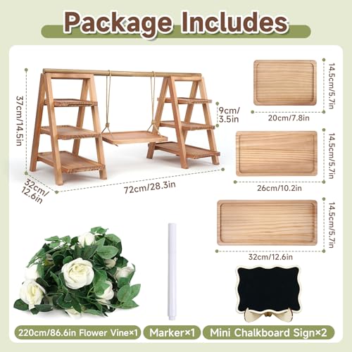 Wooden Cupcake Stand, Foldable 3 Tier Cupcake Display Stand, Walnut Brown