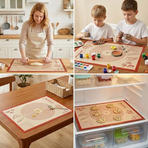 Non-slip Silicone Pastry Baking Mat 28''x 20'' Extra Large for Pastry Bread - size: 28"L x 20"W