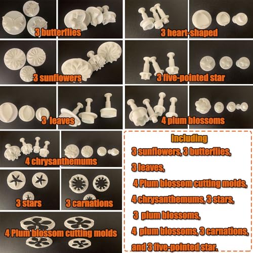 33 Set Fondant Cake Cookie Plunger Cutter Sugar Craft Embossing Tools for Baking Christmas Holiday Cake Decorating Mold DIY Baking Tools
