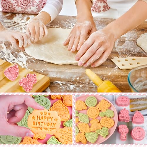 BESEK 8PCS Birthday Cookie Cutters, Birthday Party Cookie Cutter - 8 Shaped Cookie Cutter, Baking Tool for Homemaking Cookie - color: Birthday