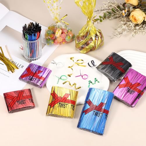 HARFINGTON 1600Pcs Bag Twist Ties 3" Reusable Metallic Wire Cable Ties - color: Black