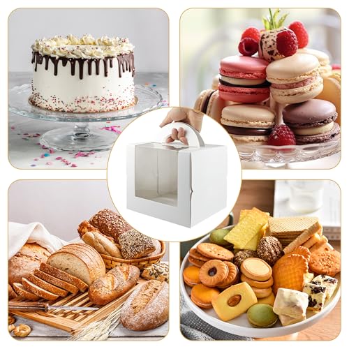 20 Pcs White Cake Boxes with Boards 6 x 6 x 6 Inch