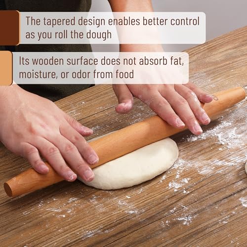 French Rolling Pin Set, 2 pcs, 16" & 8" Natural Wood