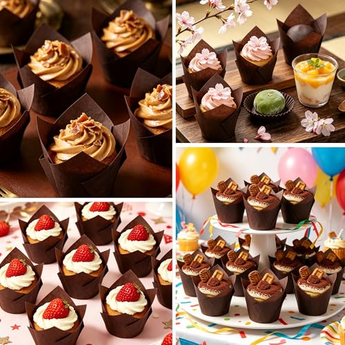 Ruisita 150 Pcs Mini Cupcake Liners Muffin Liners Baking Cups - color: Brown