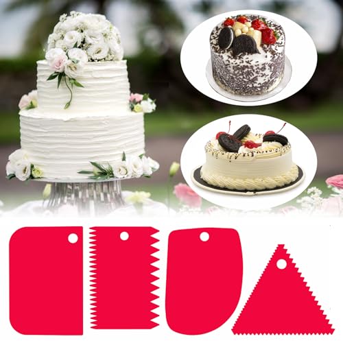 Cake Scraper, 6 Pcs Cake Smoother Scraper, Dough Scraper Red - color: Red