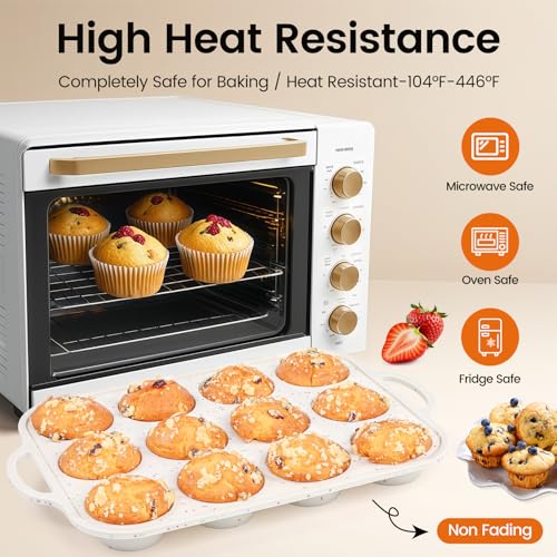 Silicone Muffin Pans for Baking 1 Pack, 2.8 Inch with Metal Reinforced Frame, Regular Size Nonstick Silicone Cupcake Pan 12 Cups for Baking Homemade Muffins, Cupcakes, Dishwasher Safe BPA Free - size: 12 Cup-1Pack