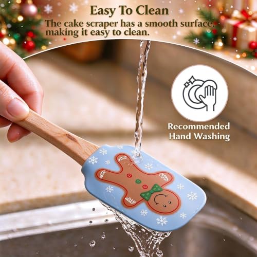 4 PCS Christmas Silicone Spatula Set with Wooden Handle for Baking - size: 4PCS Christmas