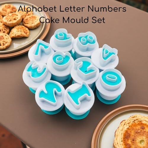 Alphabet Number Fondant Cutters,Fondant Letter Stamps For Cake Decorating,Cookie Cutters Set for Biscuit Cheese Baking Fruit Veggie Clay Cutters For Kids (Lowercase & Number Cutters)