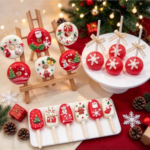 Christmas Silicone Molds Mini Xmas Fondant Molds Snowflake Chocolate Candy Soap Cake Mold Christmas Tree Reindeer Holly Leaf Baking Molds for New Year Party Cupcake - style: Xmas Molds