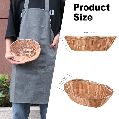 25 Pack Oval Poly Wicker Basket, 9 x 6 x 2.6 Inch Poly Wicker Bread Baskets, Medium Size Gift Baskets for Kitchen, Christmas Gifts, Centerpiece Display, Storing Bread, Fruits, Vegetables, by GNIEMCKIN - size: 25 Pack 9x6x2.6 Inch Oval