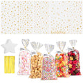 woric 100 Set Cellophane Treat Bags Golden Star Printed - color: Gold Star