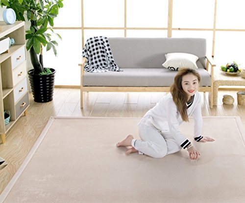 V-mix Children's Play Mat - Handmade Weaving Plush Foam Rug for Baby, Toddler & Children's Play Blanket, Yoga & Exercise Mat - Cushy, Soft & Thick Hypoallergenic, Non-Toxic, Reversible - color: Yellow, size: 4'11" x 6'7" (Rectangular)