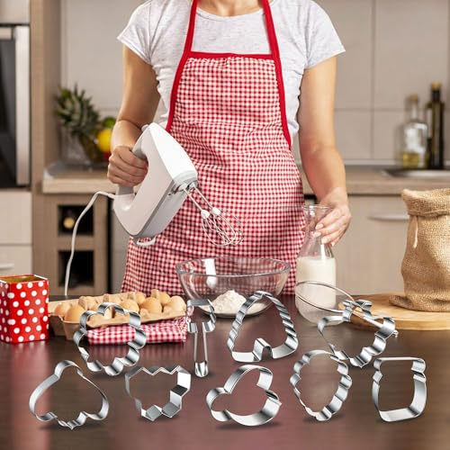 9 PCS Bee Cookie Cutters Set, Stainless Steel Honeycomb Honey Jar Flower Shaped Cookie Cutter Honeybee Biscuit Cutters Molds Baking Molds for DIY Crafts Spring Bee Party Homemade Treats Baking - color: Bee