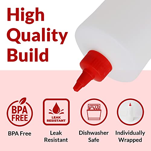 Reli. Plastic Squeeze Bottles, 24 oz. | 8 Pack | Condiment Squeeze Bottles for Sauces | White w/Red Twist Cap | Large 24 Ounce | Use for Condiments, Olive Oil, Liquids