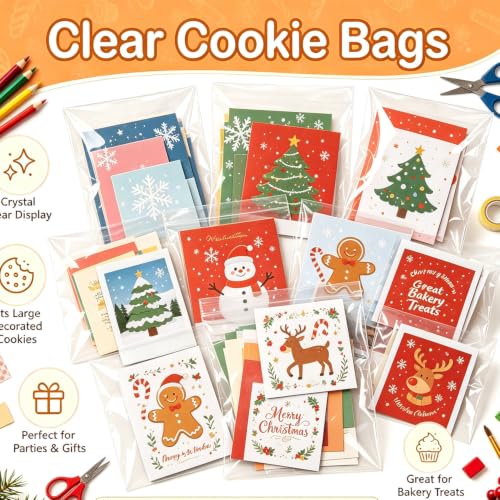KoberrLi Cookie Bags with Seal Cellophane Bags Small 3 x 4-inch Clear Treat Crystal Self Protective Bags for Candy Cookies Cards Team, 100 Pack - size: 3x4 Inch (Pack of 100)