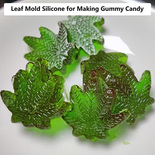Marijuana Cannabis Hemp Leaf Silicone Molds with 70 Cavities Shaped for Pot Chocolate Candy Gummy, with Baking Scraper - color: Hemp Leaf