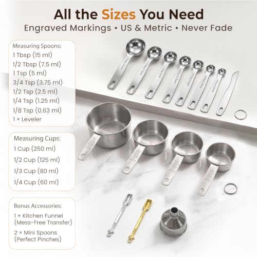 Measuring Spoons, 15-Piece Heavy Duty Stainless Steel Measuring Spoons Set - size: 15PCS