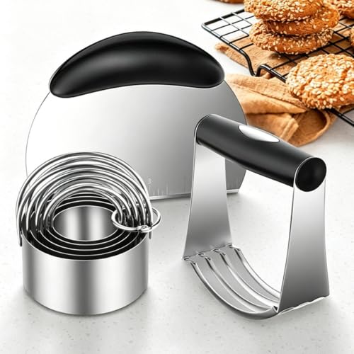 Stainless Steel Biscuit Cutter Set, Pastry Scraper, Dough Blender(7Pcs) - size: 7 Pcs