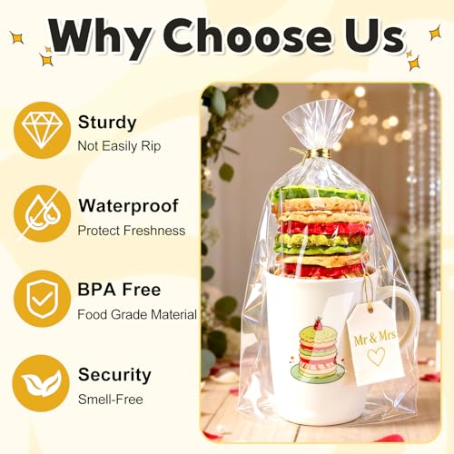 PigPotParty Cellophane Gift Bags 8x14 Inch, 100 Pack, Clear Goodie Bags - color: 8x14 Inch (Pack of 100)