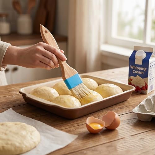 2Pcs Pastry Brush, Natural Bristle Basting Baking Brush