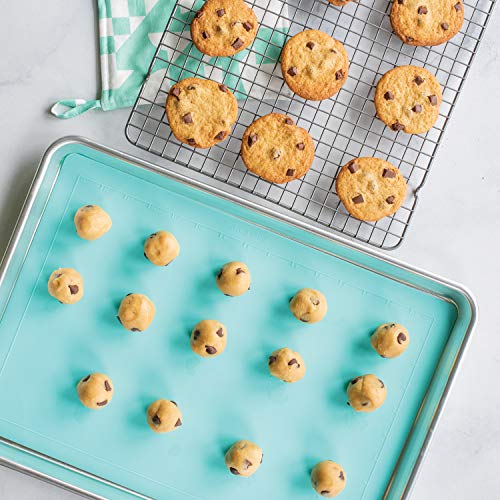 Nordic Ware 3-Piece Cookie Set, 1 Pack, with Aqua Baking Mat - size: Half Sheet + Silicone Mat + Grid