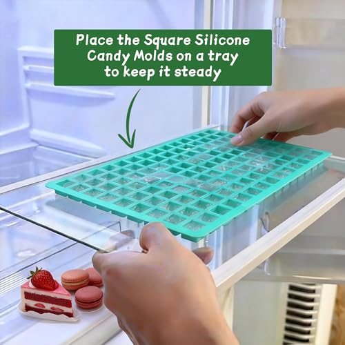 2Pack Square Silicone Candy Molds,126- Cavity Non-Stick Mini Gummy Mold for Caramel,Hard Candy,Ice Cube,Chocolate,Ganache - size: 126-Cavity 2Pack