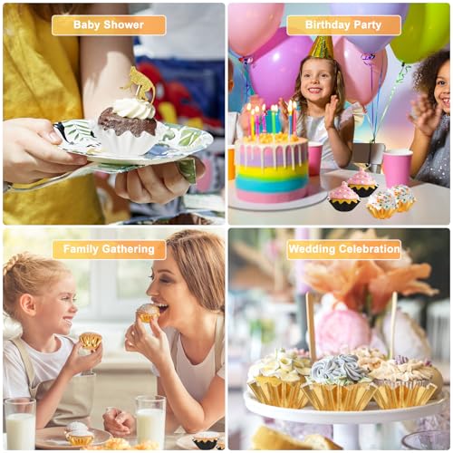 100 PCS Baking Cups Cupcake Liner Flared Brioche Muffin Wrappers (Gold) - color: Gold, size: 100pcs