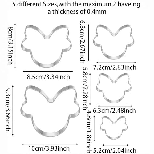 MrCookie Girl Mouse Cookie Cutters Set,5pc Thickened Stainless Steel. - color: Girl Mouse