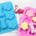 2 Pack, Cute Puppy Dog Paw and Bone Shaped Silicone Chocolate Candy Cake Mold - color: 2 Pack Paw and Bone