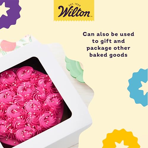 Wilton 12-Inch Cake Boxes with Windows for 10-Inch Cakes, White, Sturdy Cardboard, 6-Count
